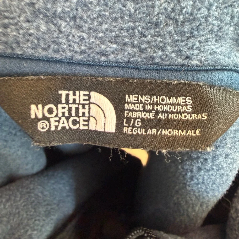 The North Face Mens Blue Heather Black Quarter Zip Denali Style Fleece Jacket L